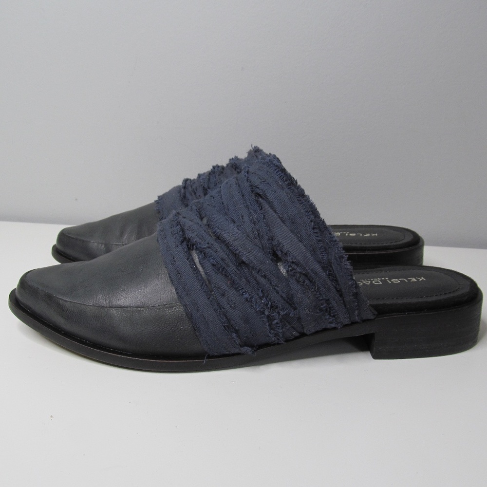 Kelsi Dagger Gray / Blue Leather Mules